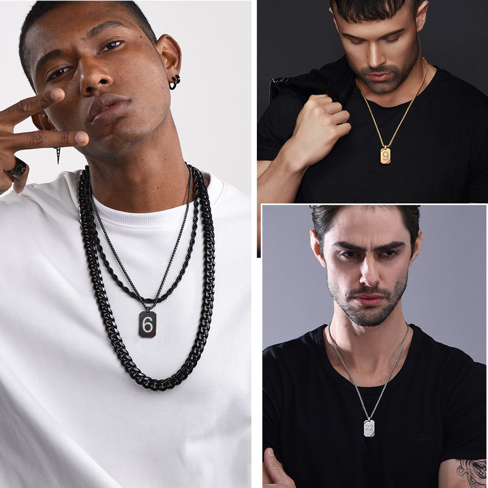 Customized Engraved Baseball Number Dog Tag Necklace for Men