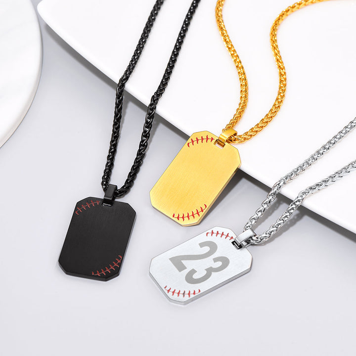Customized Engraved Baseball Number Dog Tag Necklace for Men