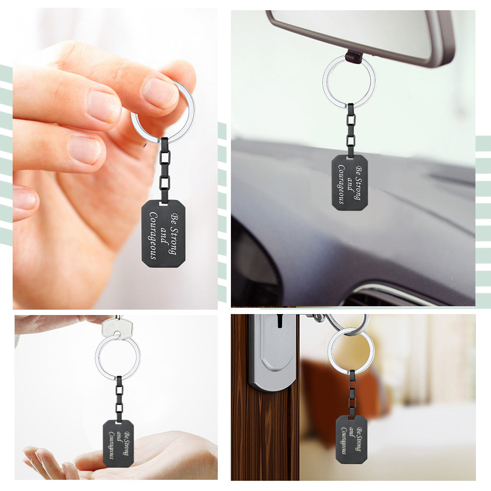 Personalized Text Dog Tag Keychain for Men Women