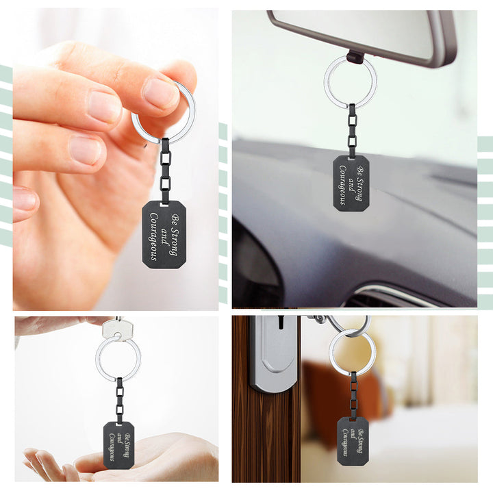 Personalized Text Dog Tag Keychain for Men Women