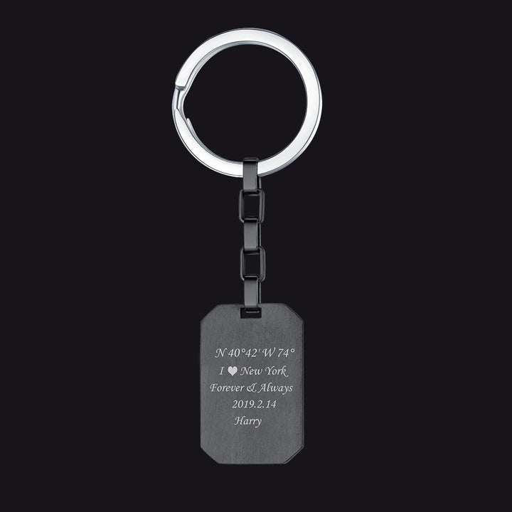 Personalized Text Dog Tag Keychain for Men Women