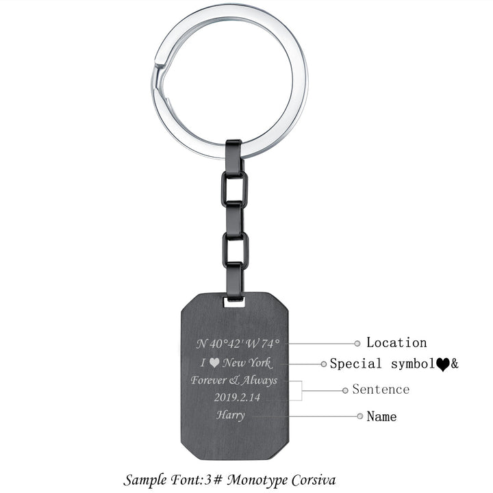 Personalized Text Dog Tag Keychain for Men Women