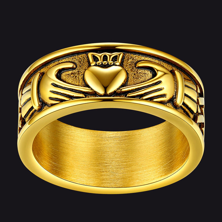 Celtic Claddagh Love Wedding Band Ring for Men and Women