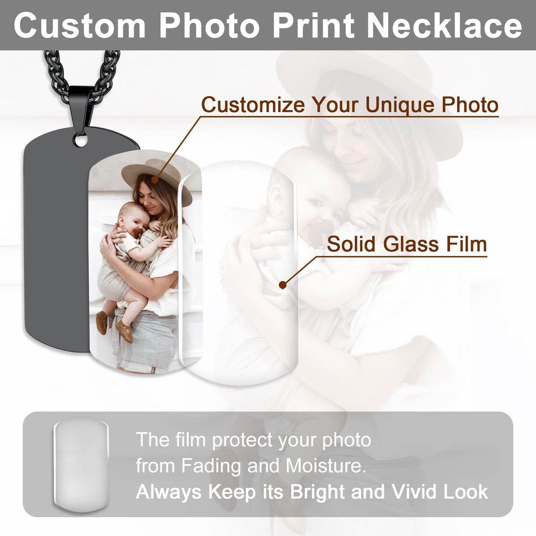 Personalized Photo Dog Tag Pendant Picture Necklace for Men