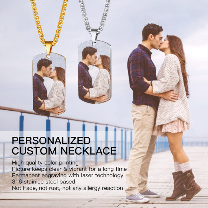 Personalized Photo Dog Tag Pendant Picture Necklace for Men