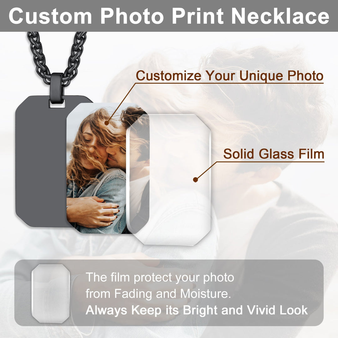 Customized Memory Picture Photo Dog Tag Necklace for Men Women
