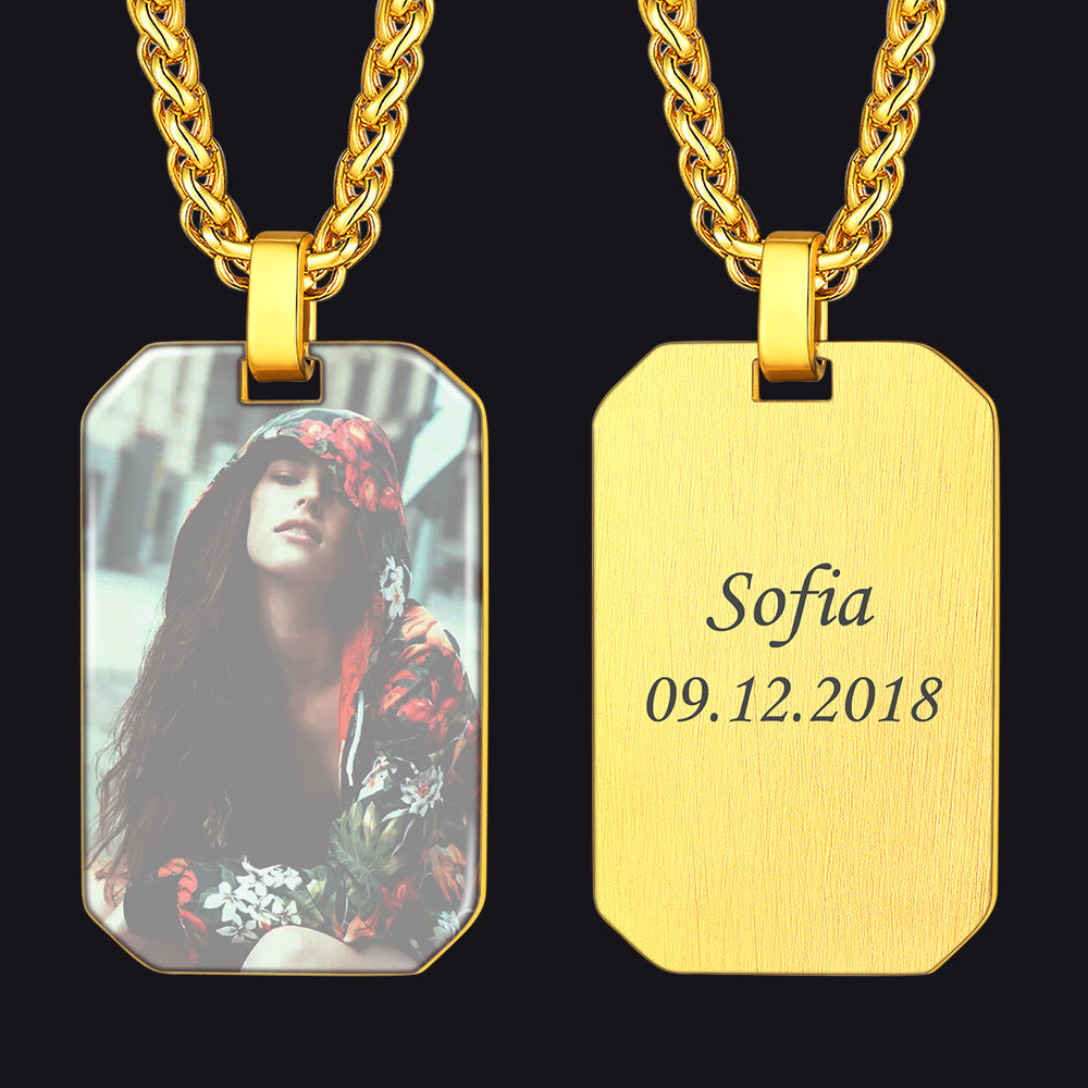 Customized Memory Picture Photo Dog Tag Necklace for Men Women