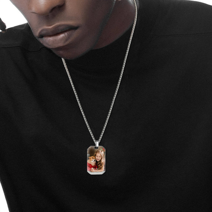 Customized Memory Picture Photo Dog Tag Necklace for Men Women