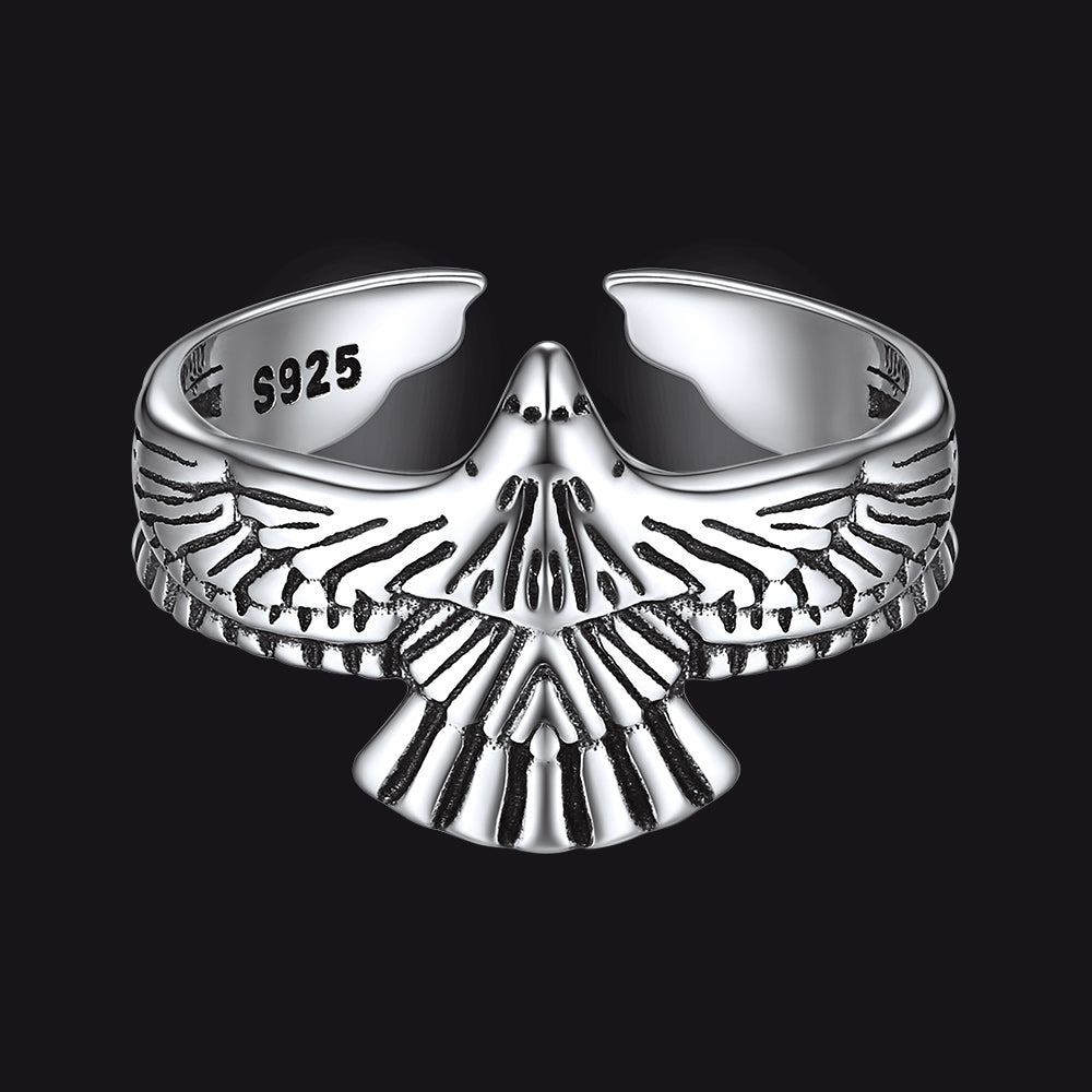 Punk Vintage Hawk Open Adjustable Ring for Men