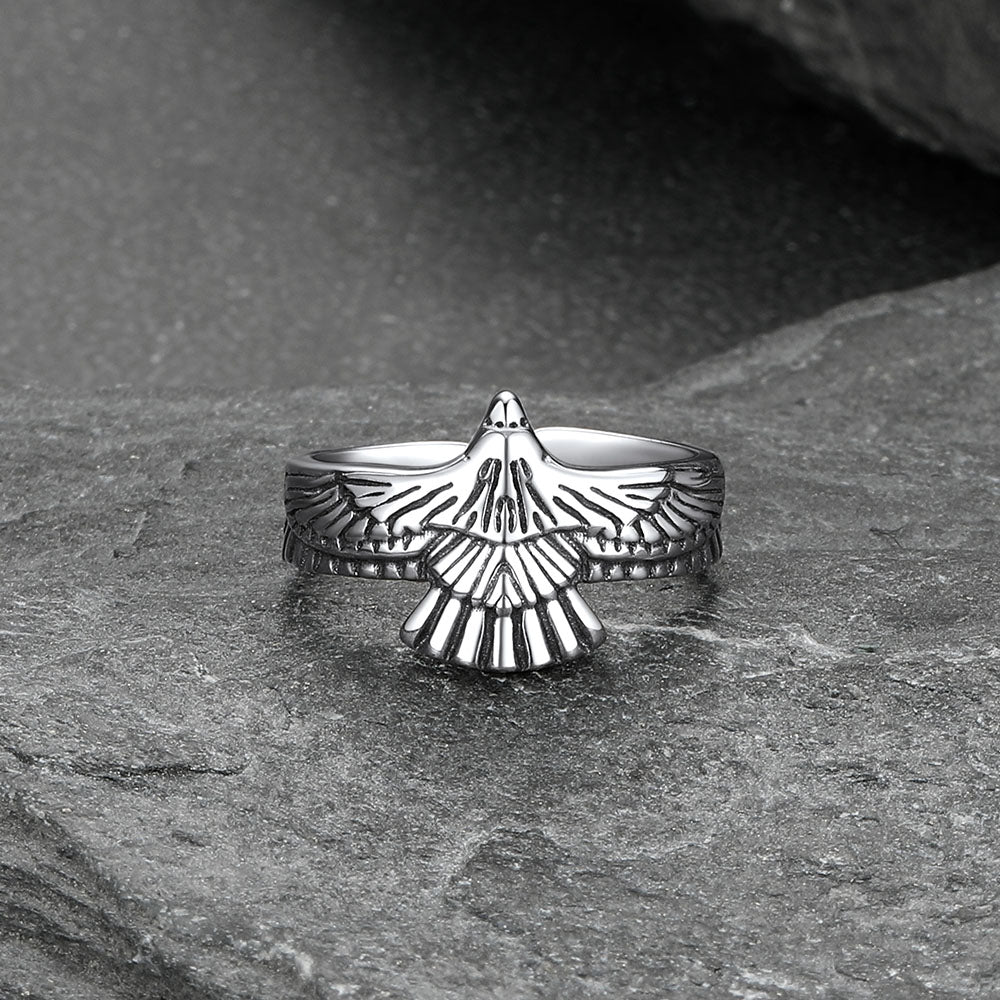 Punk Vintage Hawk Open Adjustable Ring for Men