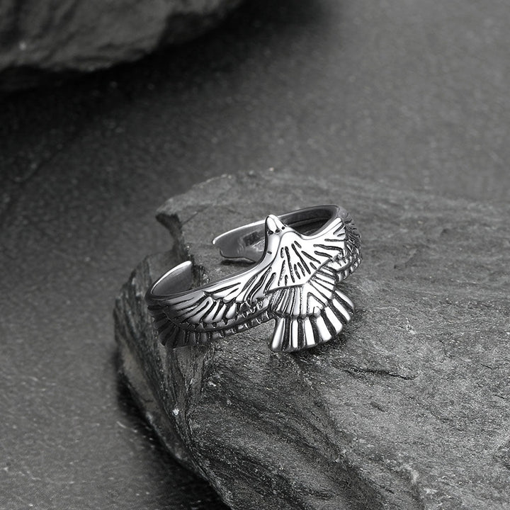 Punk Vintage Hawk Open Adjustable Ring for Men