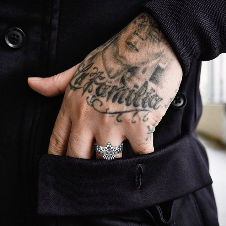 Punk Vintage Hawk Open Adjustable Ring for Men