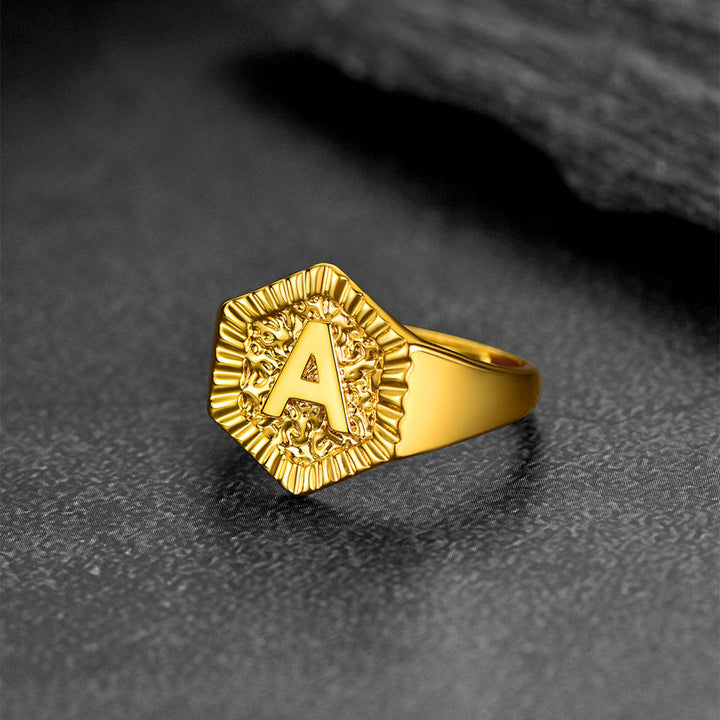Initial Signet Ring For Unisex Wedding Band
