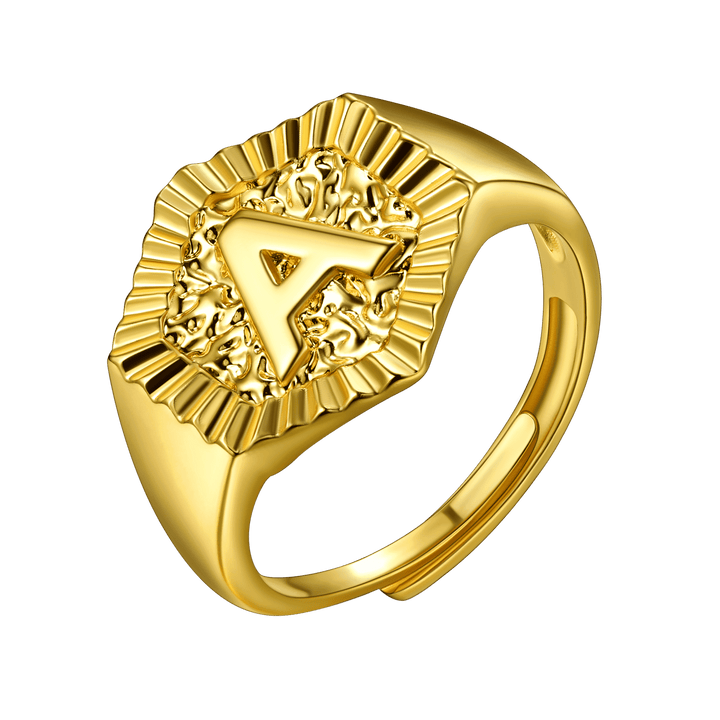 Initial Signet Ring For Unisex Wedding Band