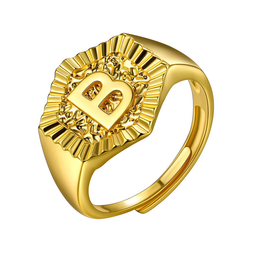 Initial Signet Ring For Unisex Wedding Band
