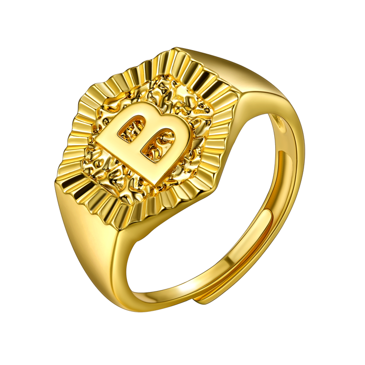 Initial Signet Ring For Unisex Wedding Band