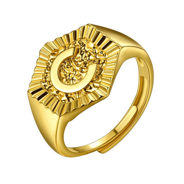 Initial Signet Ring For Unisex Wedding Band