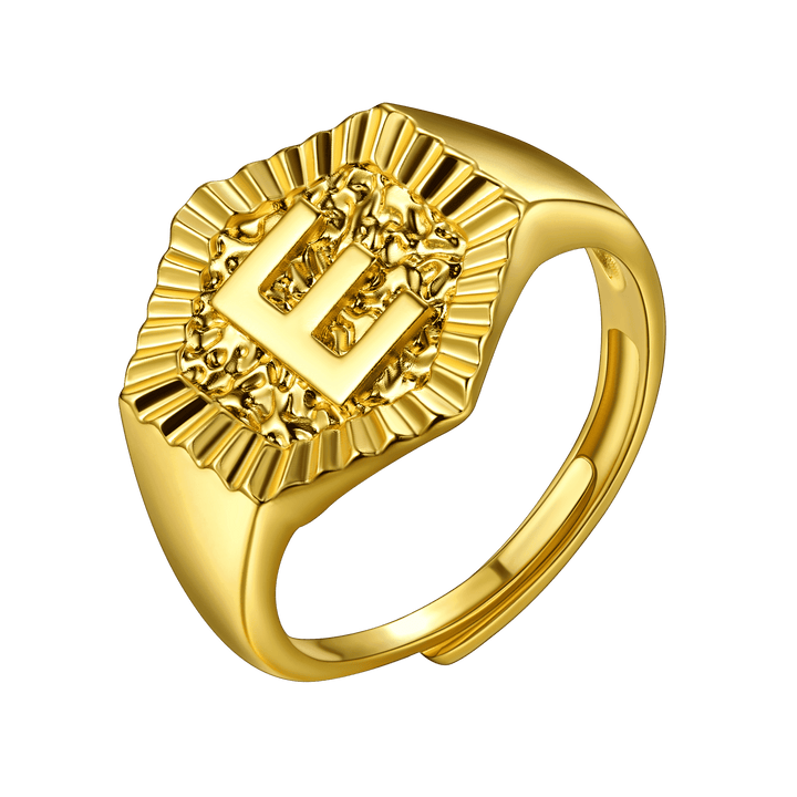 Initial Signet Ring For Unisex Wedding Band