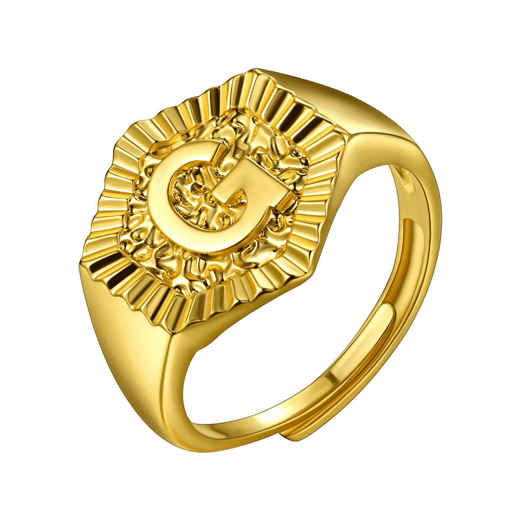 Initial Signet Ring For Unisex Wedding Band