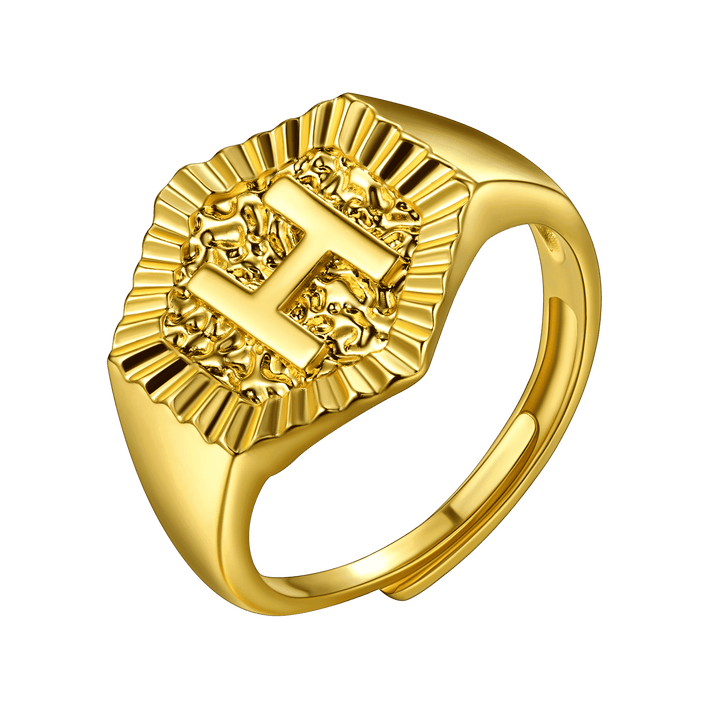 Initial Signet Ring For Unisex Wedding Band