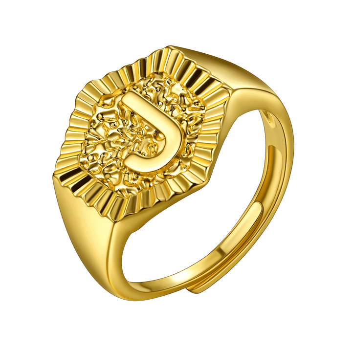 Initial Signet Ring For Unisex Wedding Band
