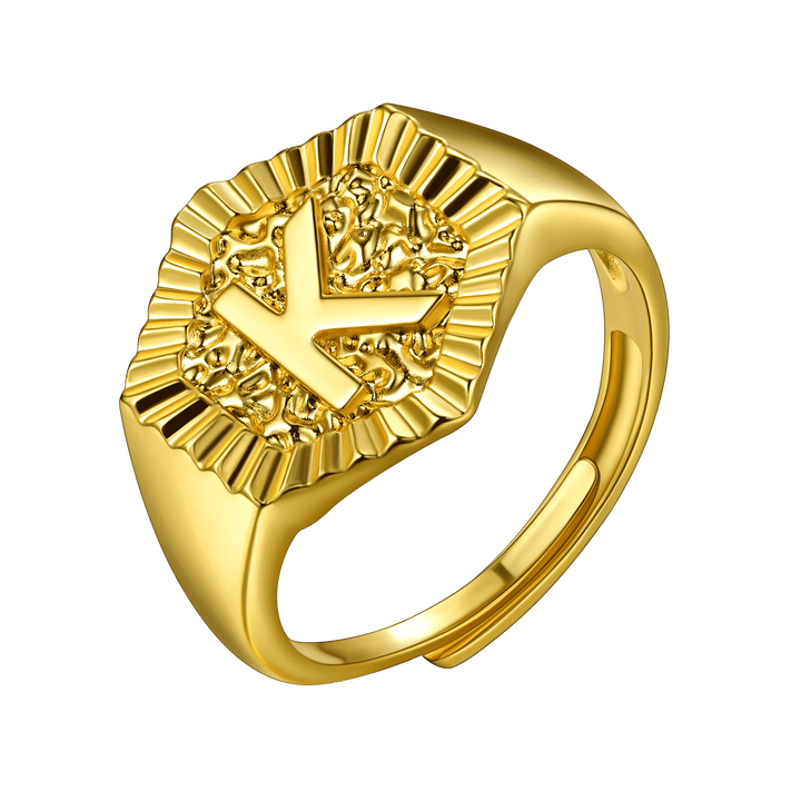 Initial Signet Ring For Unisex Wedding Band