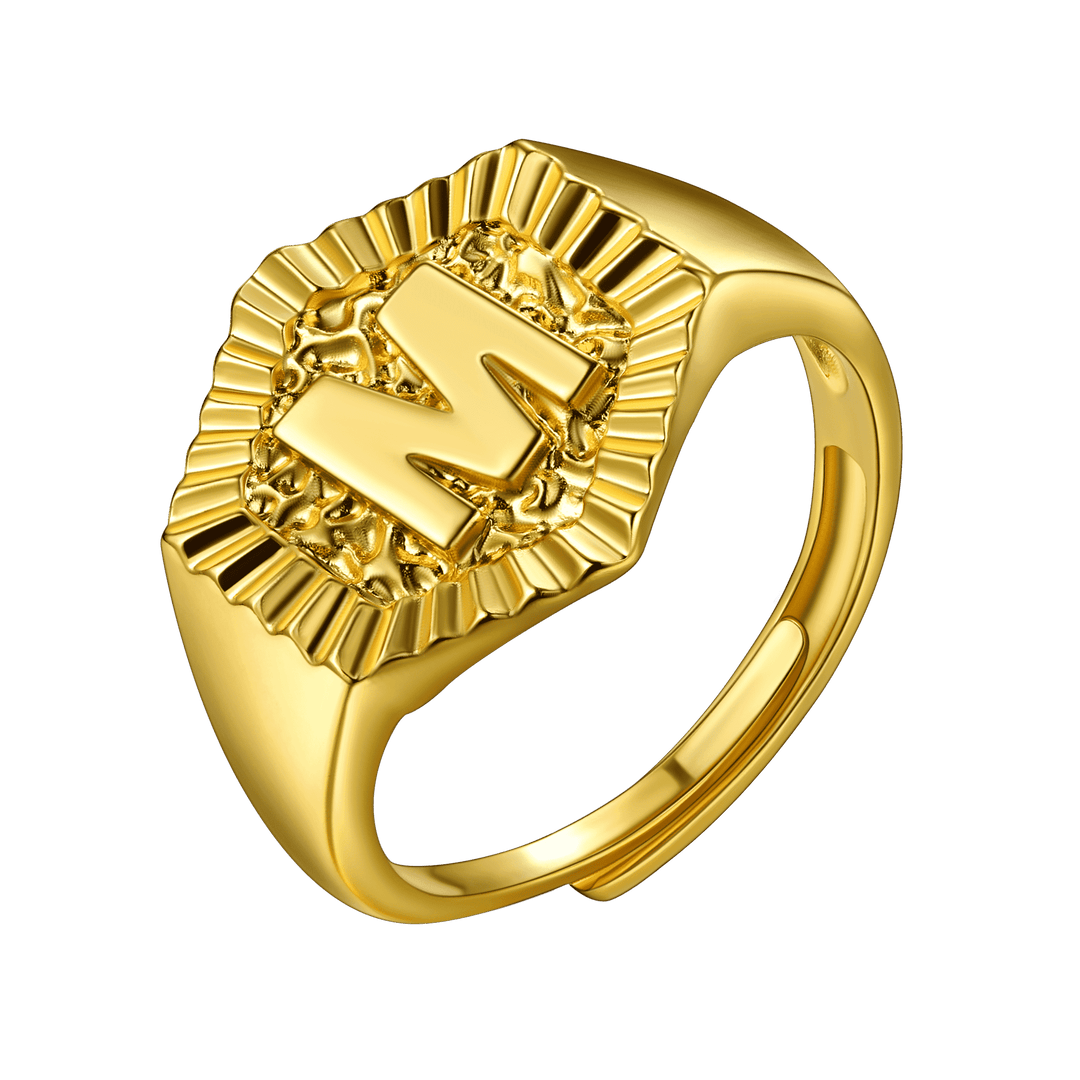Initial Signet Ring For Unisex Wedding Band