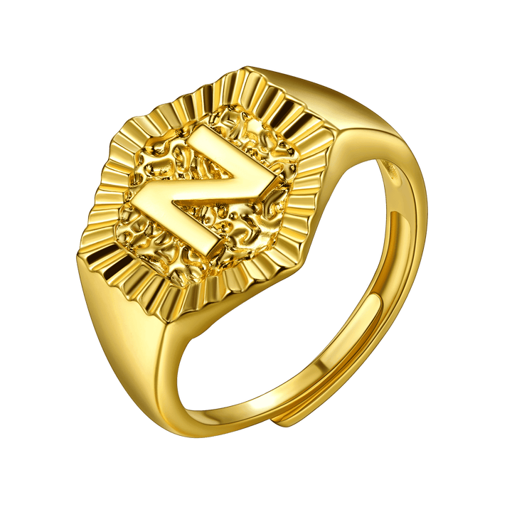 Initial Signet Ring For Unisex Wedding Band