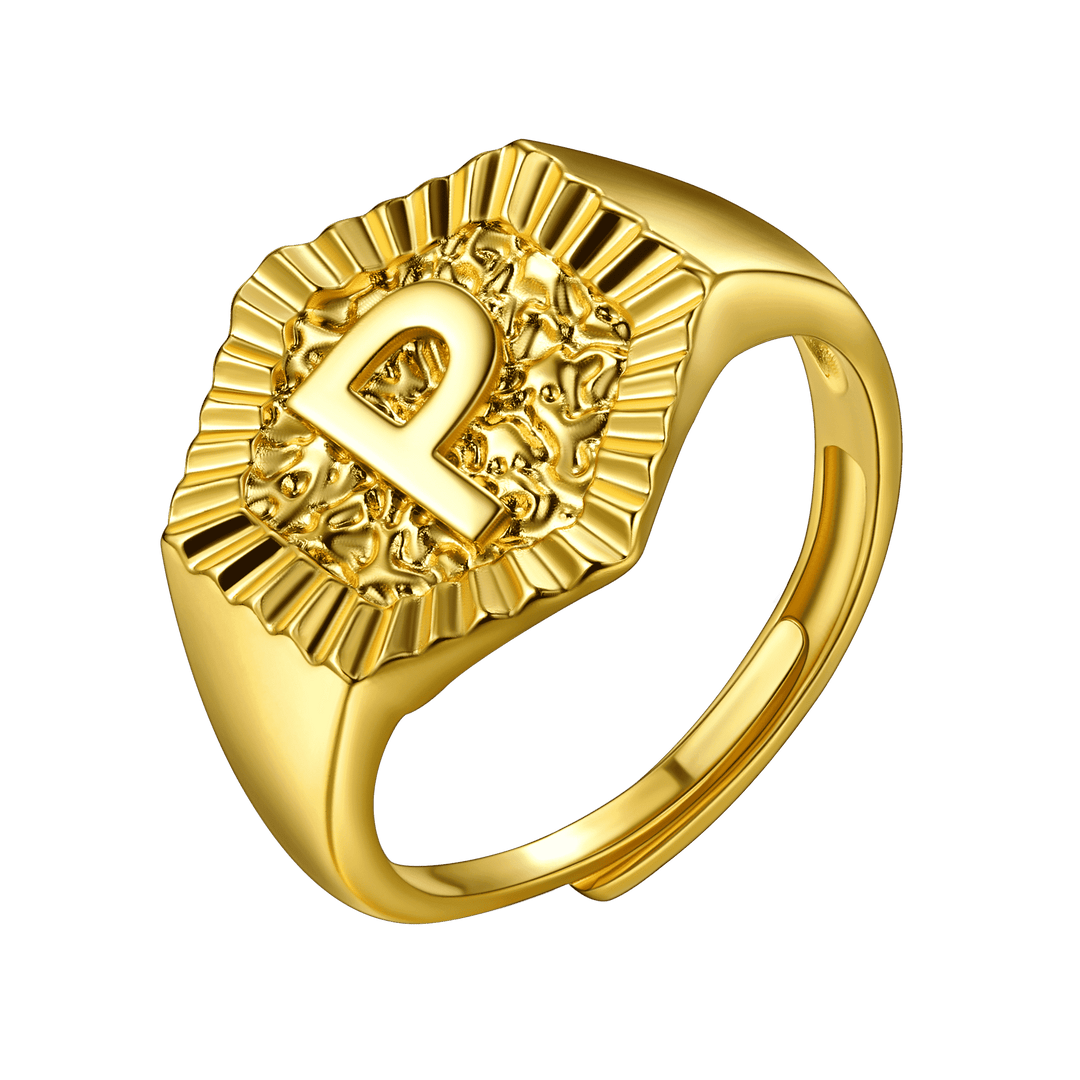 Initial Signet Ring For Unisex Wedding Band