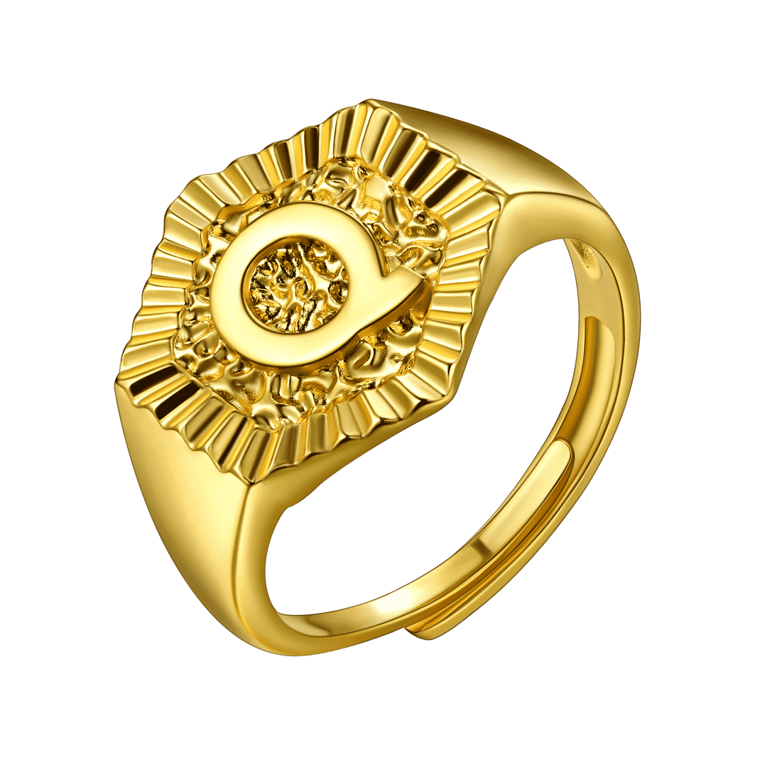 Initial Signet Ring For Unisex Wedding Band