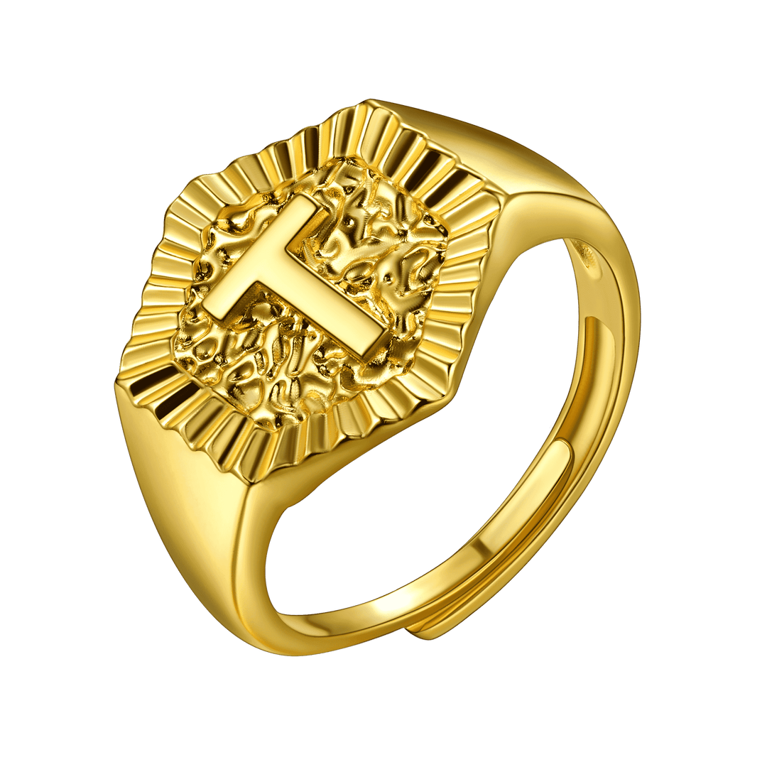 Initial Signet Ring For Unisex Wedding Band