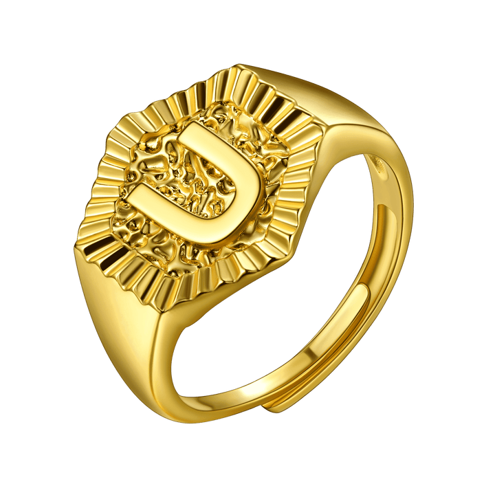 Initial Signet Ring For Unisex Wedding Band