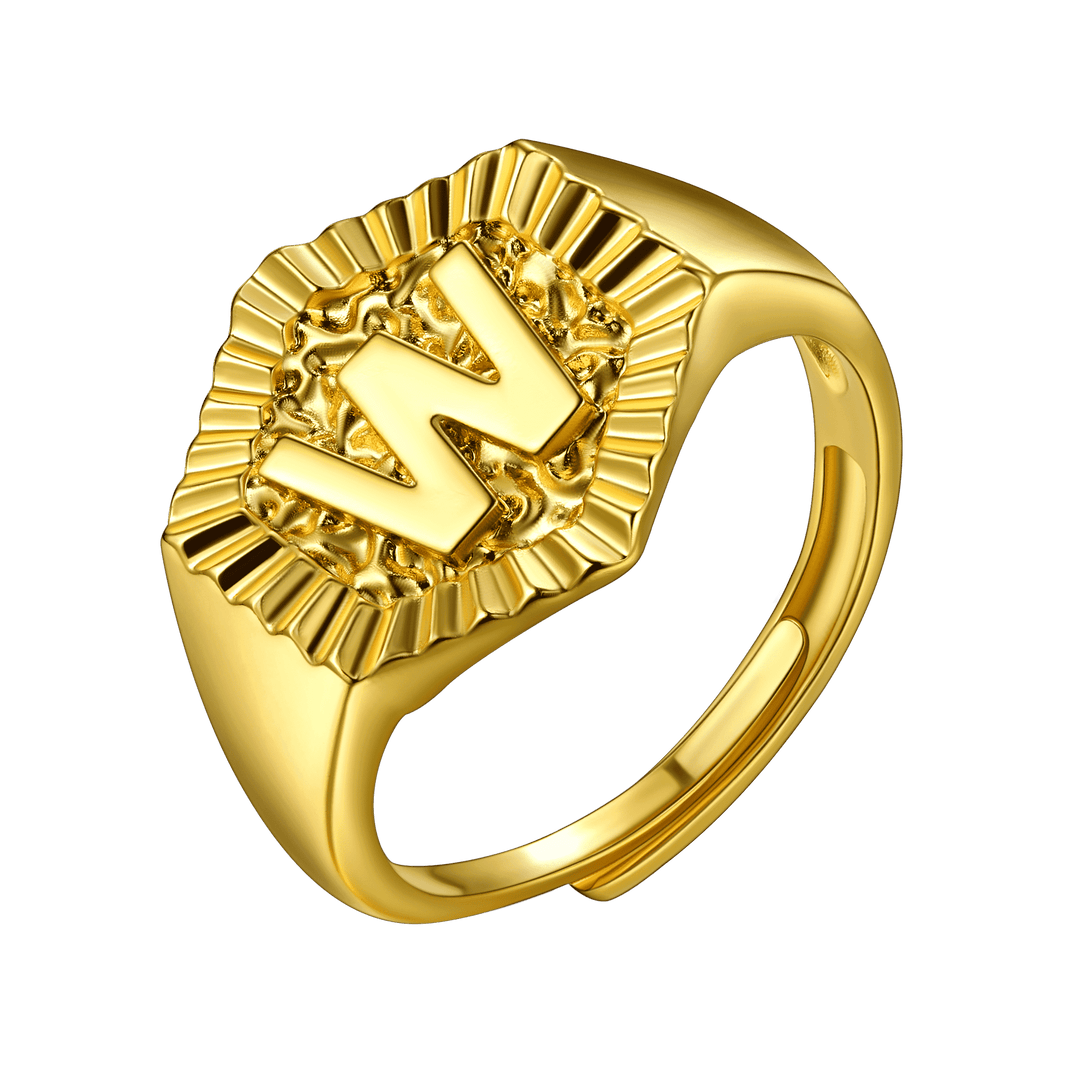 Initial Signet Ring For Unisex Wedding Band