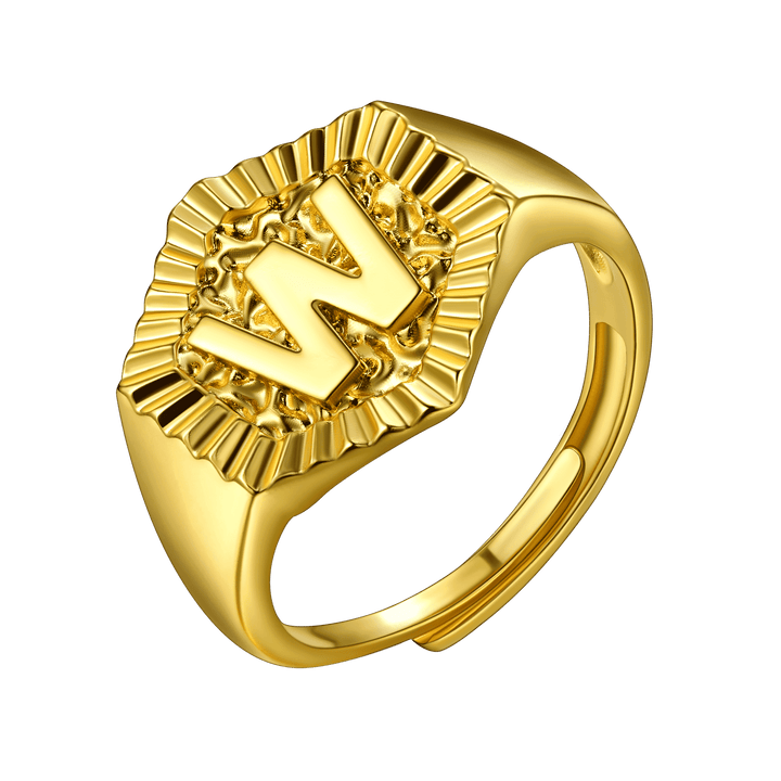 Initial Signet Ring For Unisex Wedding Band