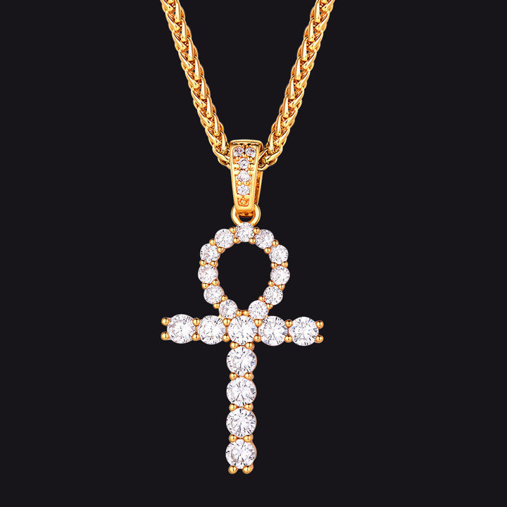 Ankh Cross Necklace with Zirconia for Men