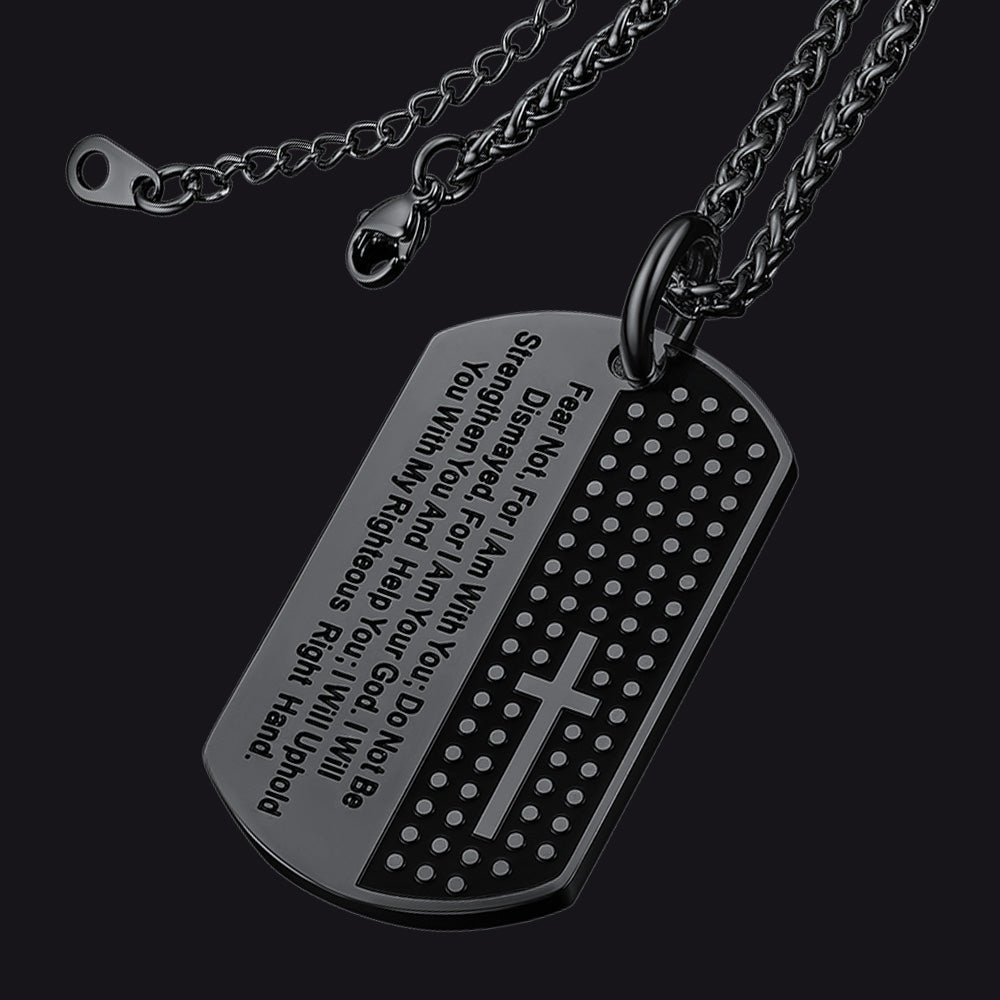 Custom Engraved Military Bible Cross Dog Tag Necklace For Men