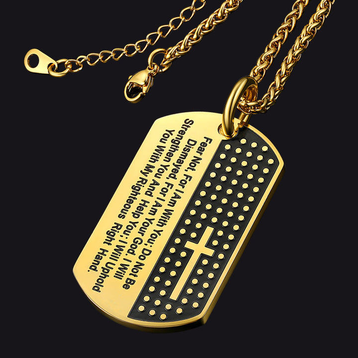 Custom Engraved Military Bible Cross Dog Tag Necklace For Men