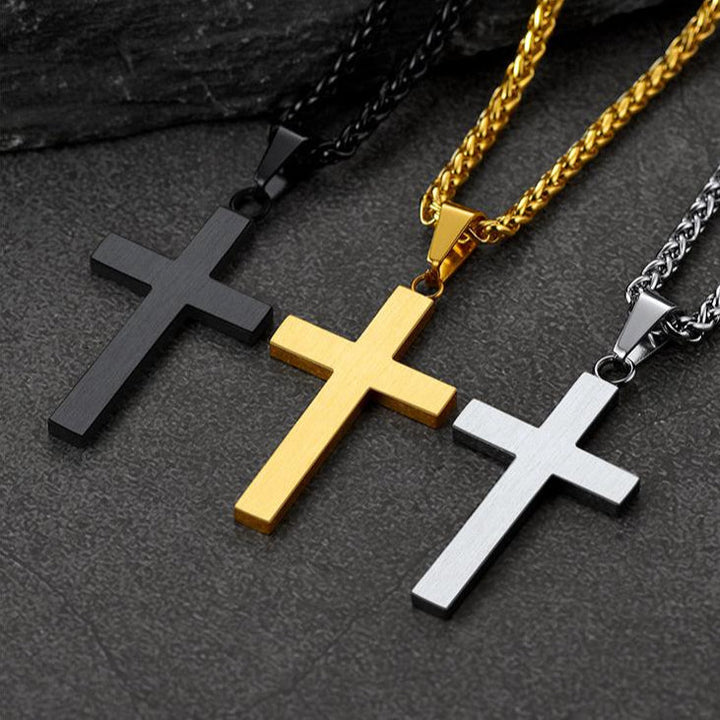 Christian Black Enamel Cross Necklace For Men Women
