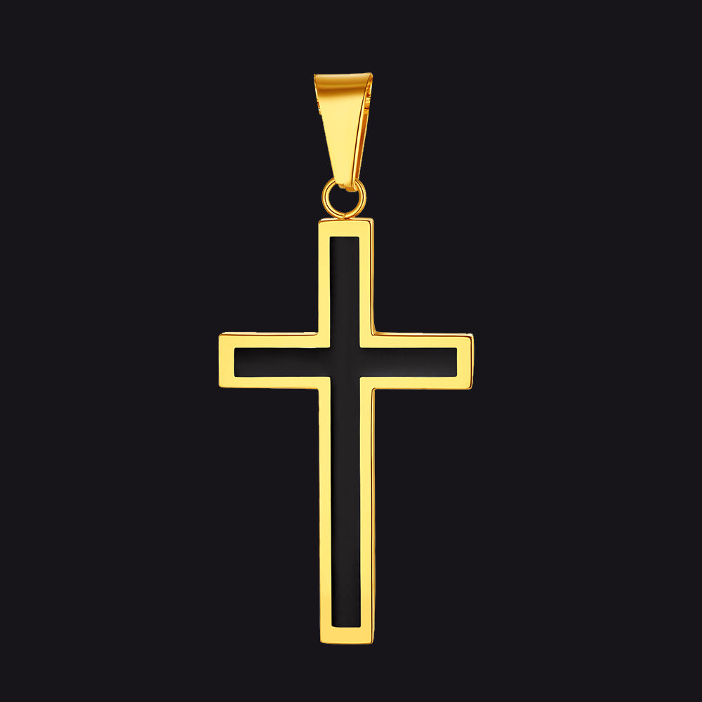 Black Enamel Cross Pendant
