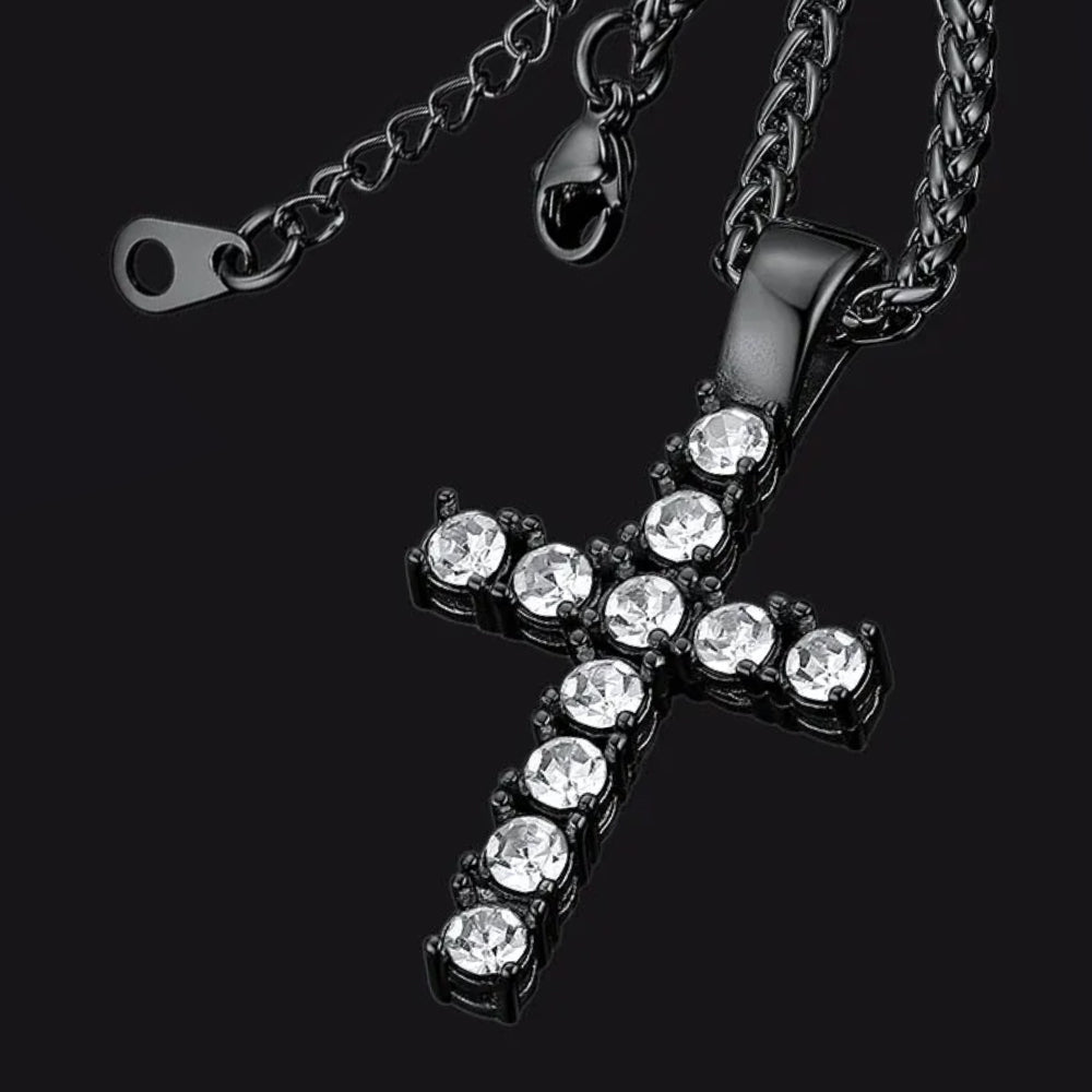Cubic Zirconia Cross Necklace Pendant for Men/Women