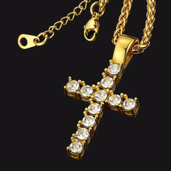 Cubic Zirconia Cross Necklace Pendant for Men/Women
