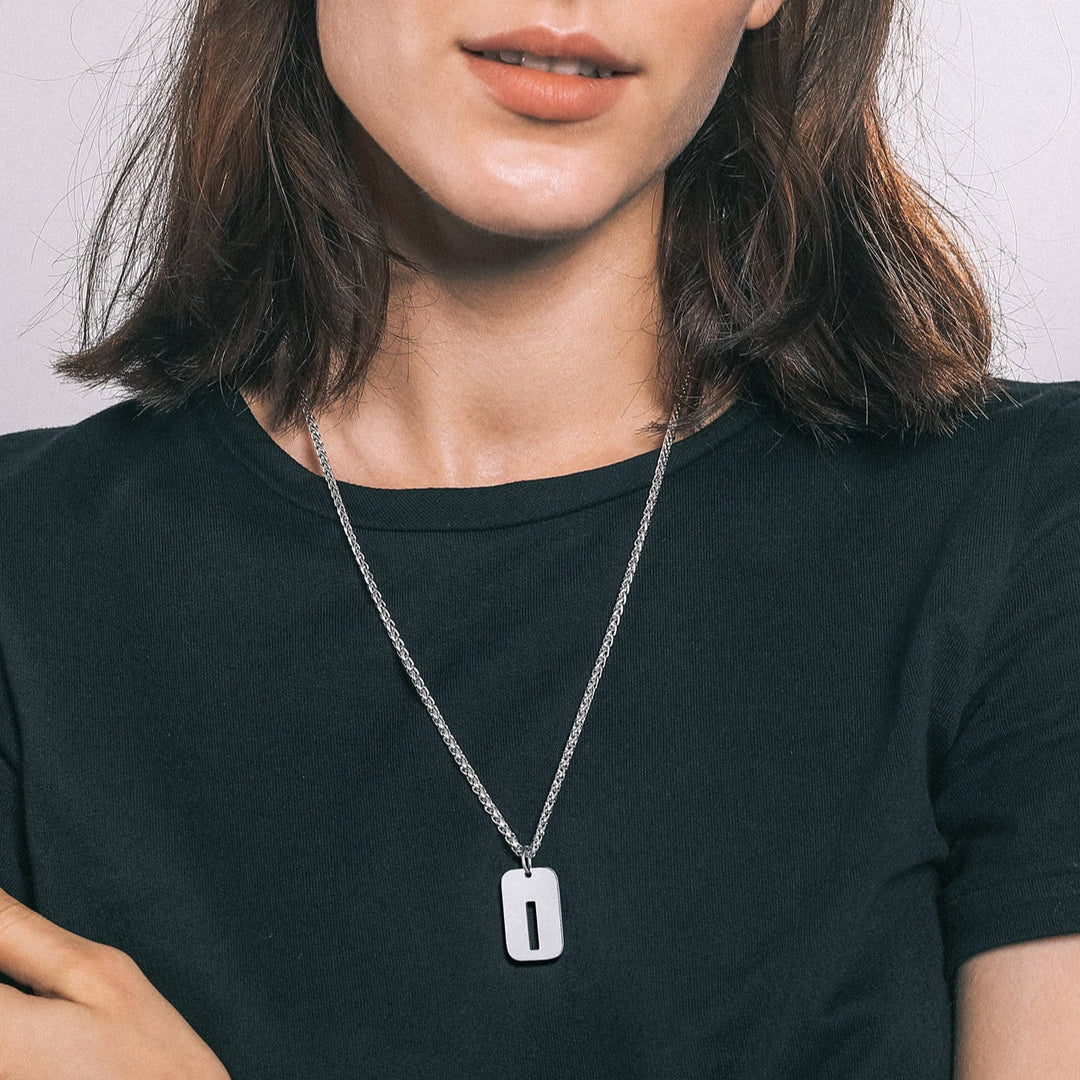 Hollow Personalized Initial Dog Tag Necklace for Men and Women