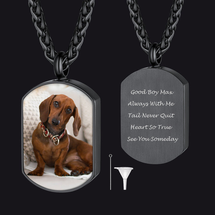 Customized Cremation Picture Urn Pet Ashes Dog Tag Necklace for Dog