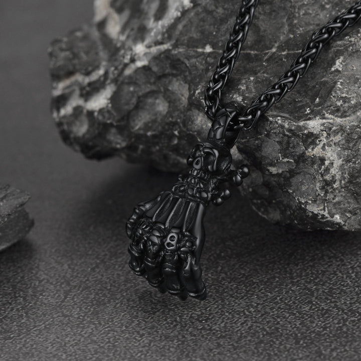 Gothic Skeleton Skull Hand Pendant Necklace