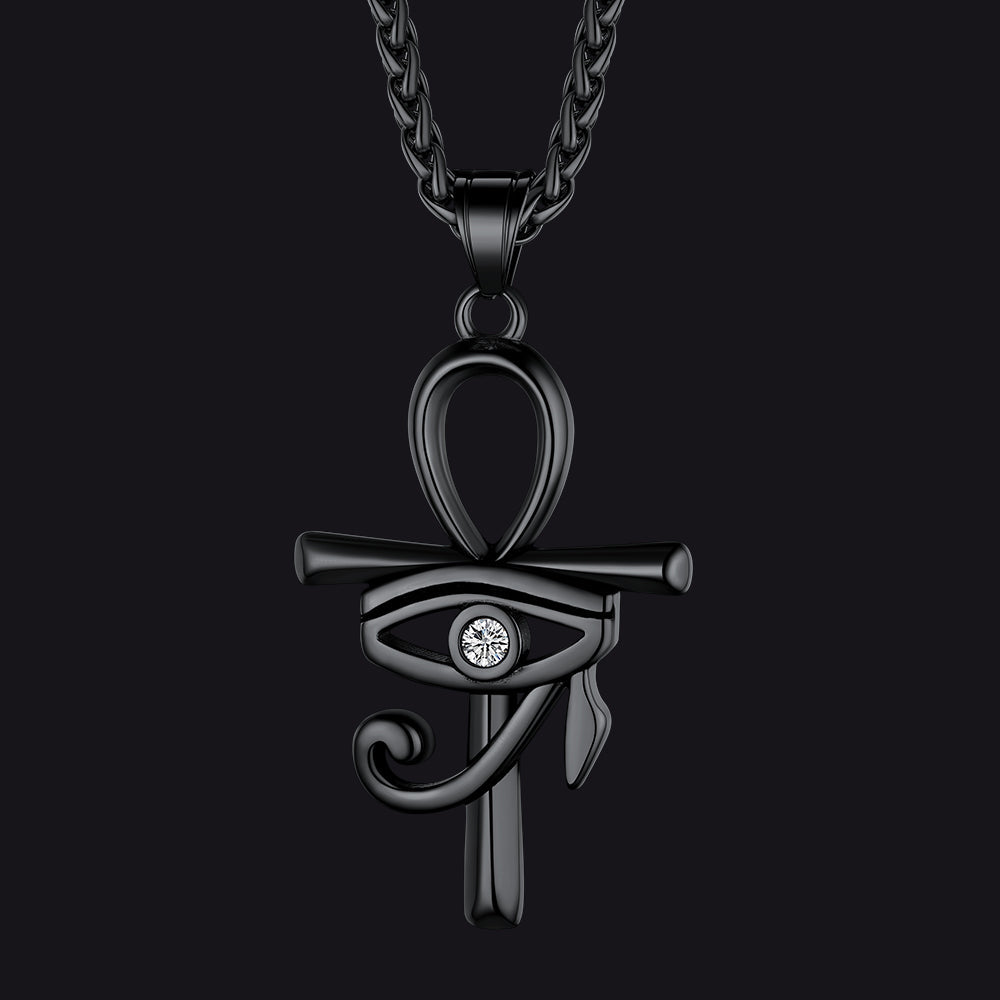 Egyptian Ankh Cross Necklace Pendant with Eye of Horus