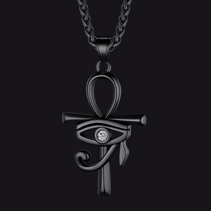 Egyptian Ankh Cross Necklace Pendant with Eye of Horus