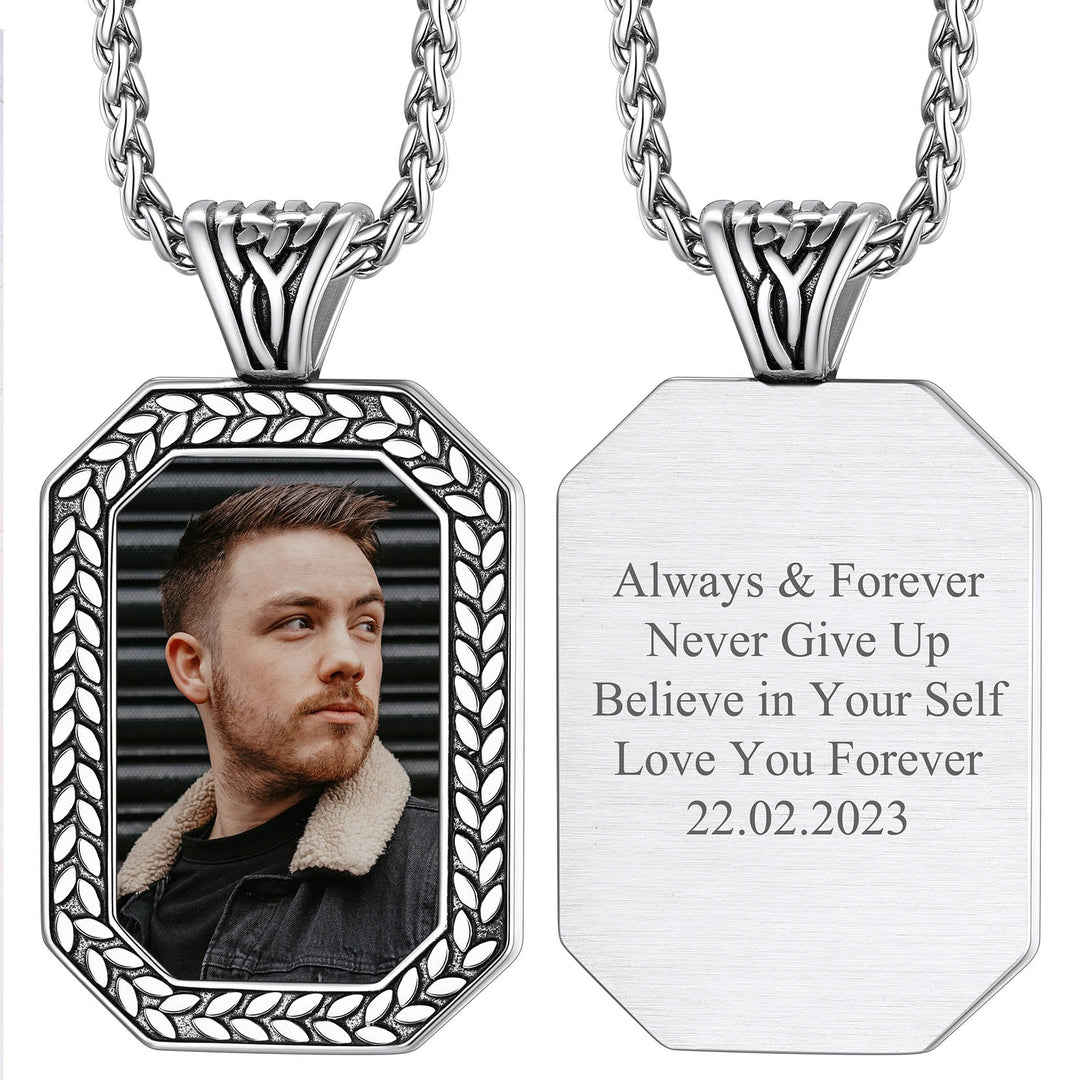 Customized Picture Dog Tag Necklace Photo Pendant for Men