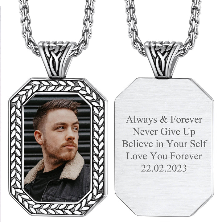 Customized Picture Dog Tag Necklace Photo Pendant for Men