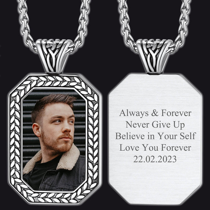 Customized Picture Dog Tag Necklace Photo Pendant for Men