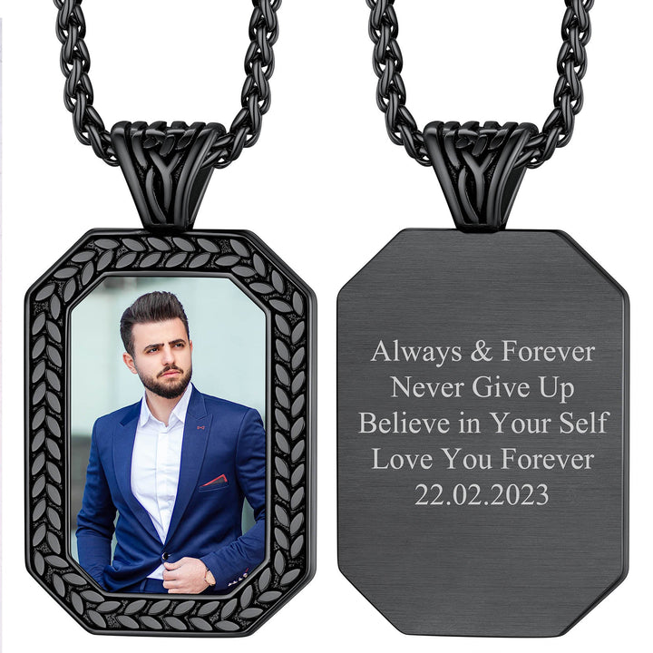 Customized Picture Dog Tag Necklace Photo Pendant for Men